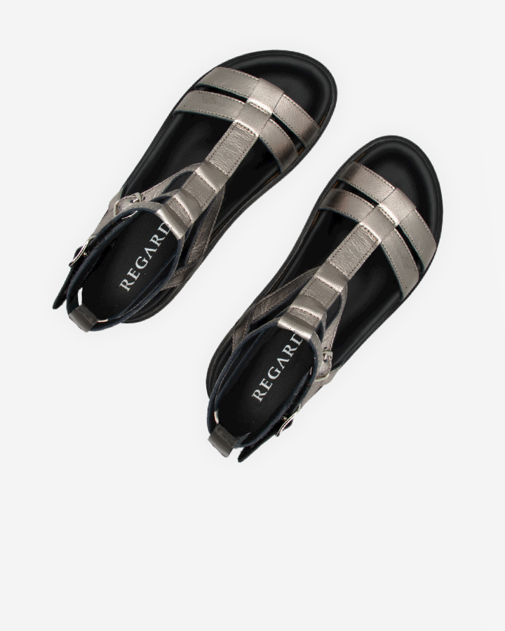 sandales argentées plateforme femme