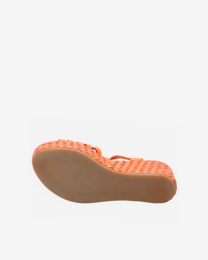 Sandale compensée orange Efan Femme