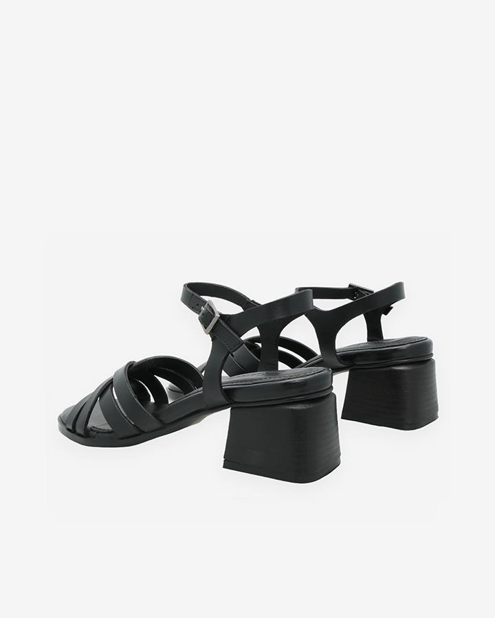 Sandale en cuir noir Femme